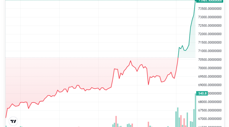 Nuevo ATH de Bitcoin: El precio de BTC llegó a los 75,000 dólares